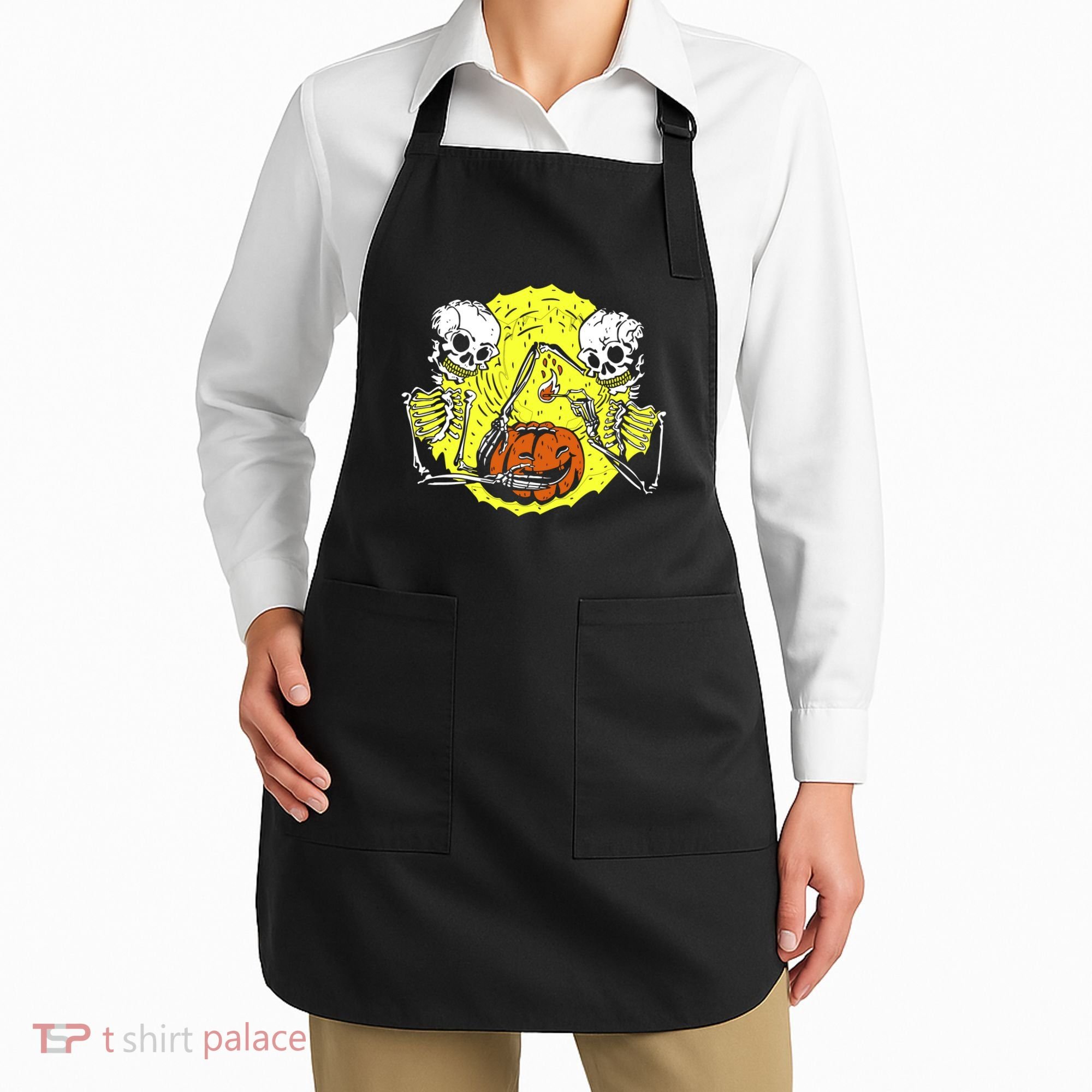 Skeletons Lighting Pumpkin Apron