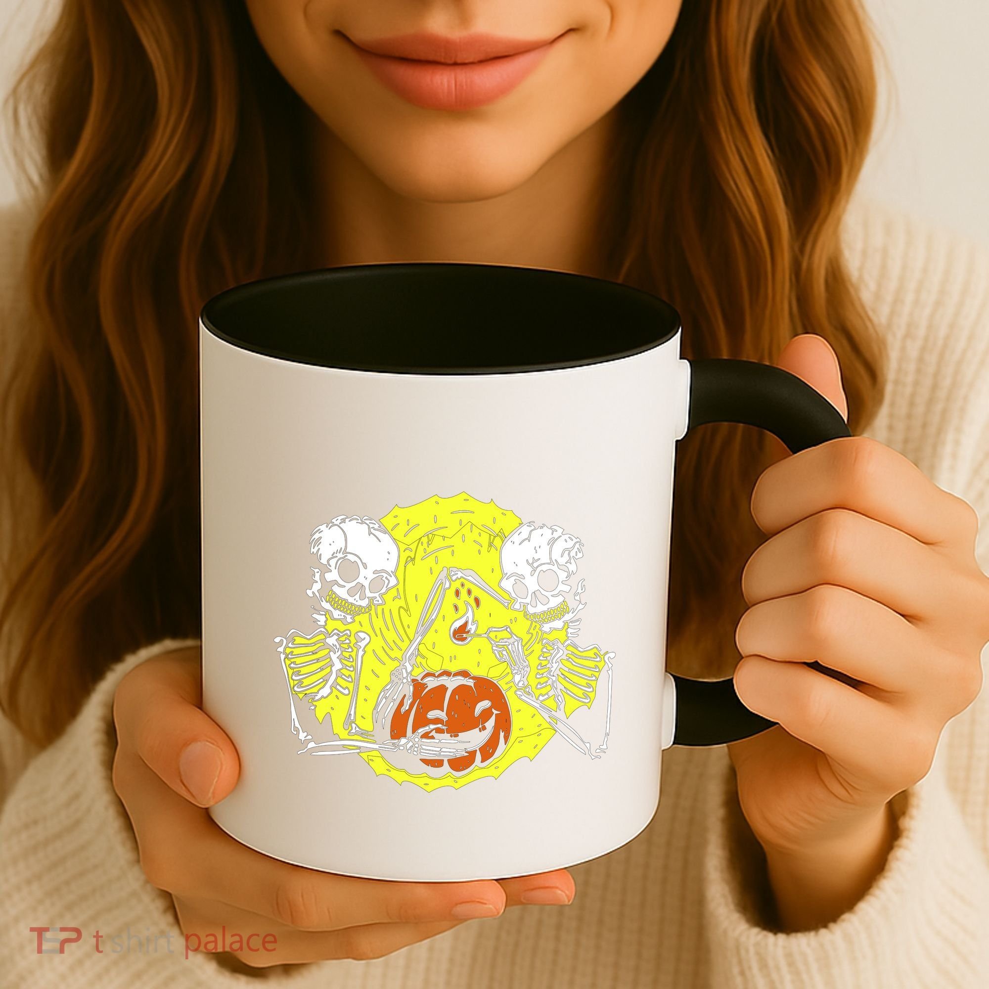 Skeletons Lighting Pumpkin Coffee Mug