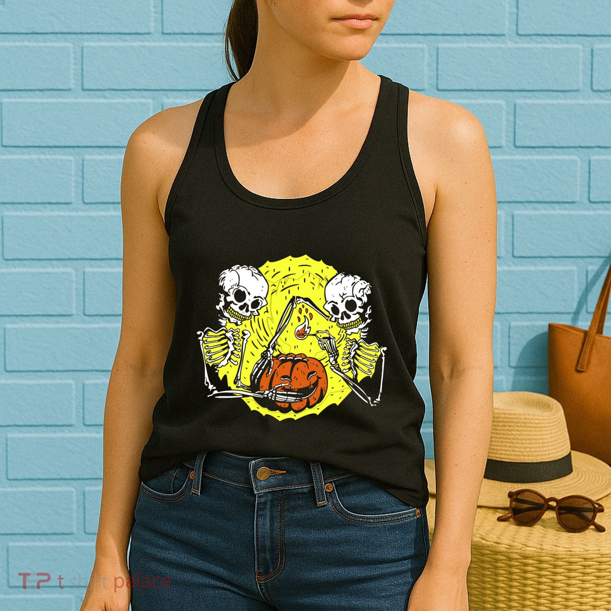 Skeletons Lighting Pumpkin Women's Tank Top