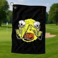 Skeletons Lighting Pumpkin Golf Towel thumb 1