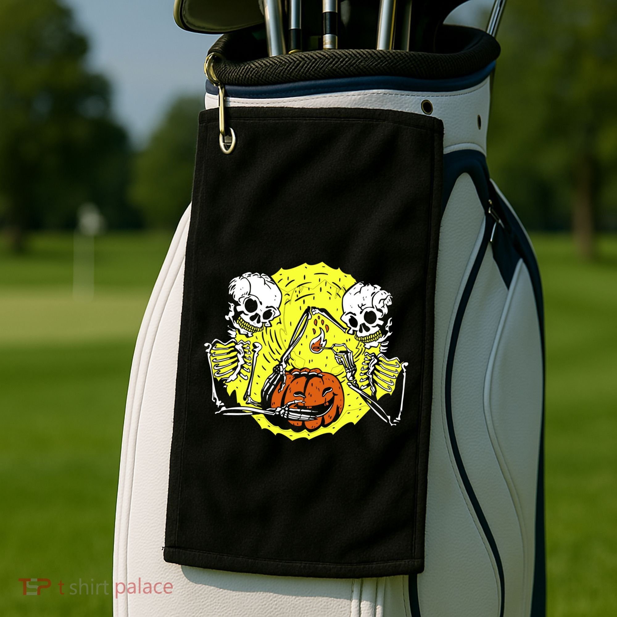 Skeletons Lighting Pumpkin Golf Towel