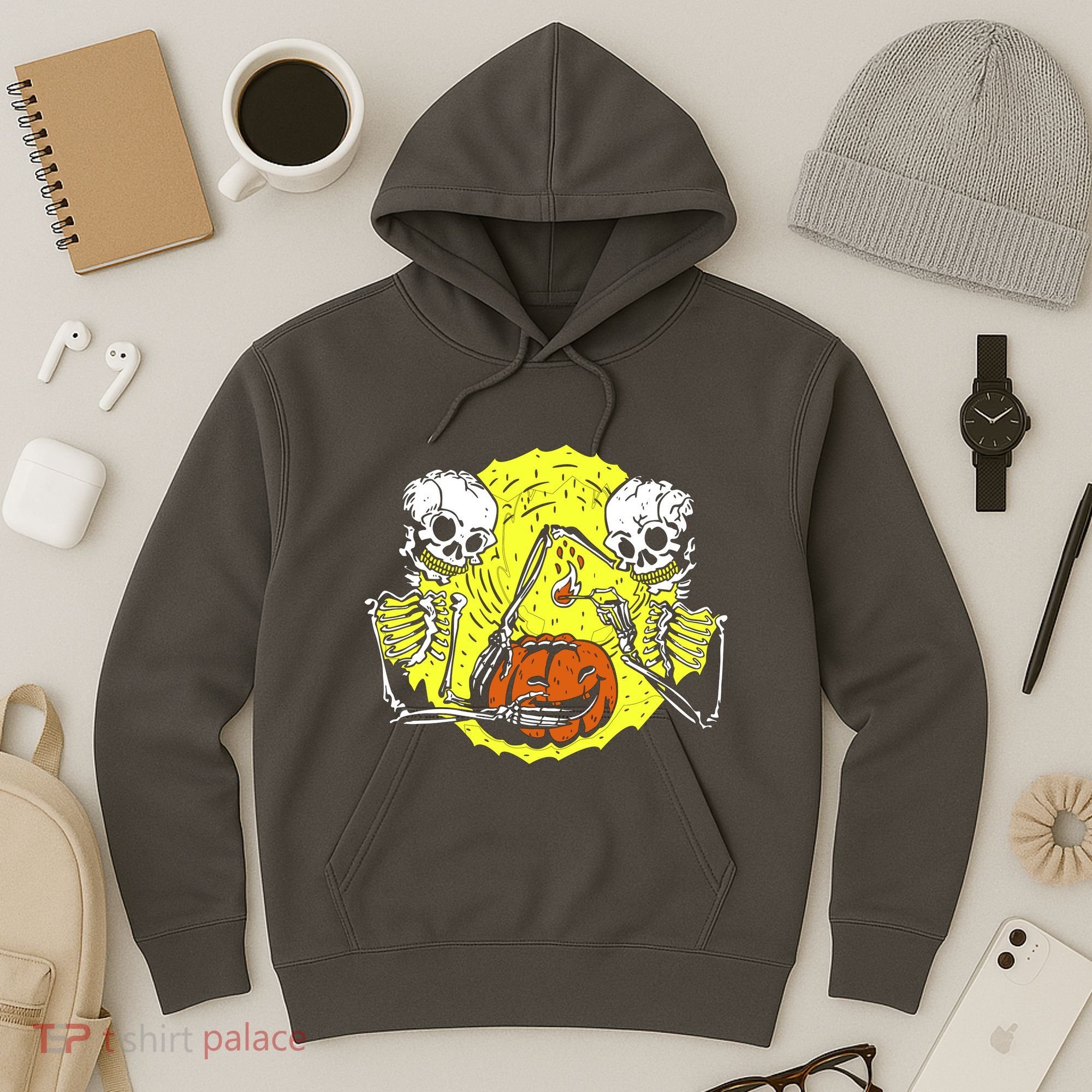 Skeletons Lighting Pumpkin Hoodie