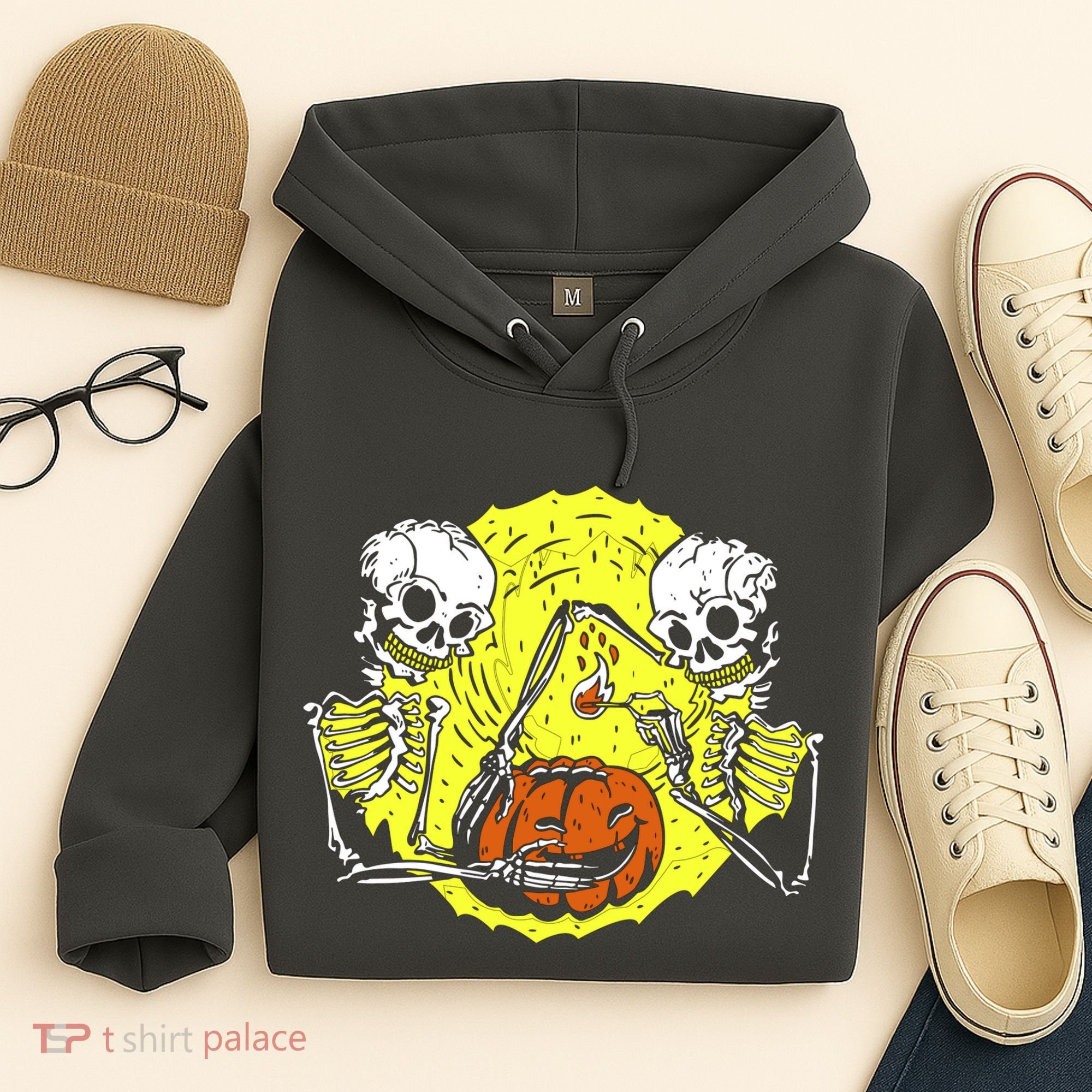 Skeletons Lighting Pumpkin Hoodie