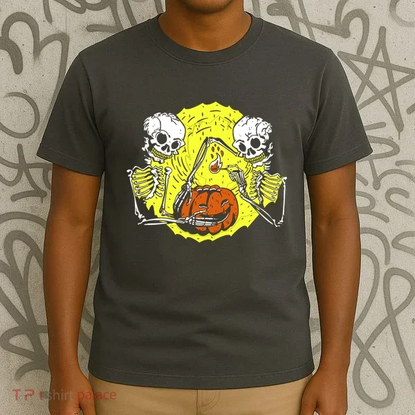 Skeletons Lighting Pumpkin T-Shirt