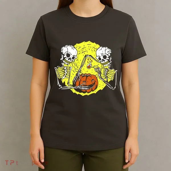 Skeletons Lighting Pumpkin T-Shirt