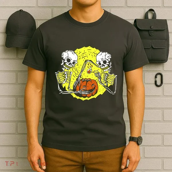 Skeletons Lighting Pumpkin T-Shirt