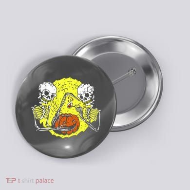 Skeletons Lighting Pumpkin Button