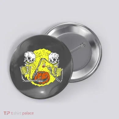 Skeletons Lighting Pumpkin Button