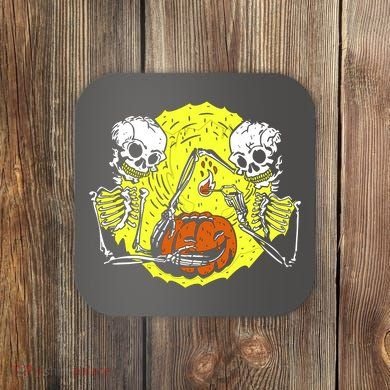 Skeletons Lighting Pumpkin Coaster
