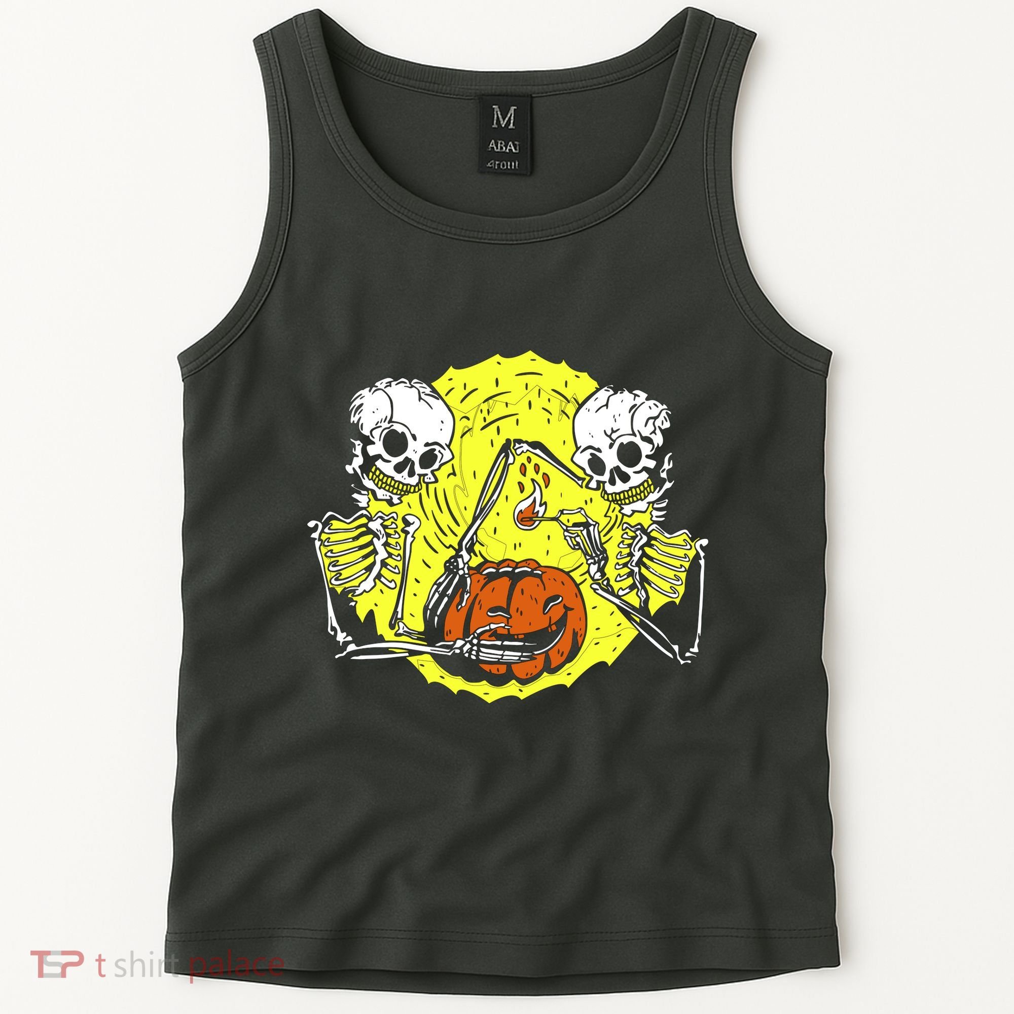 Skeletons Lighting Pumpkin Tank Top