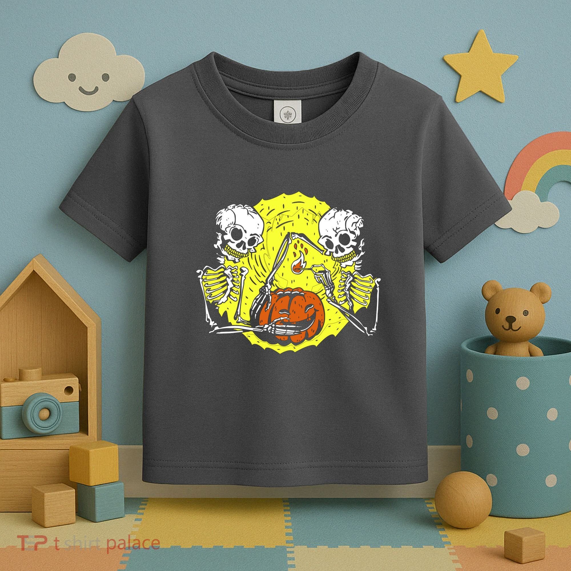 Skeletons Lighting Pumpkin Toddler T-Shirt