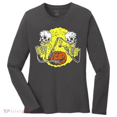 Skeletons Lighting Pumpkin Women's Long Sleeve Shirt