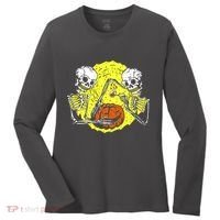 Skeletons Lighting Pumpkin Women's Long Sleeve Shirt thumb 0
