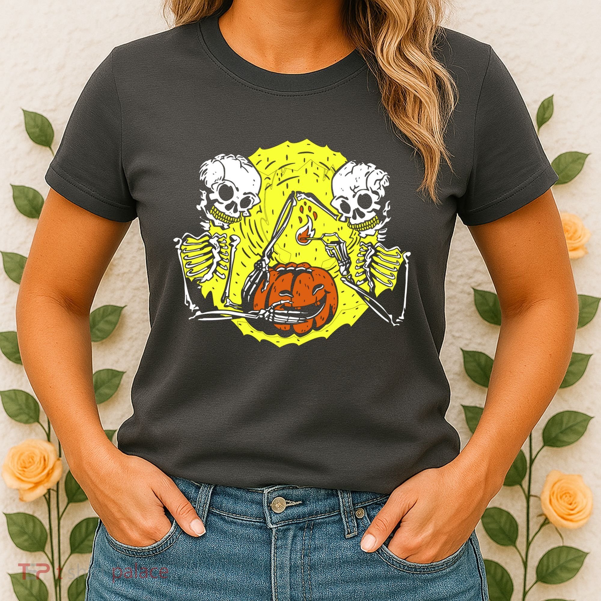 Skeletons Lighting Pumpkin Women's T-Shirt
