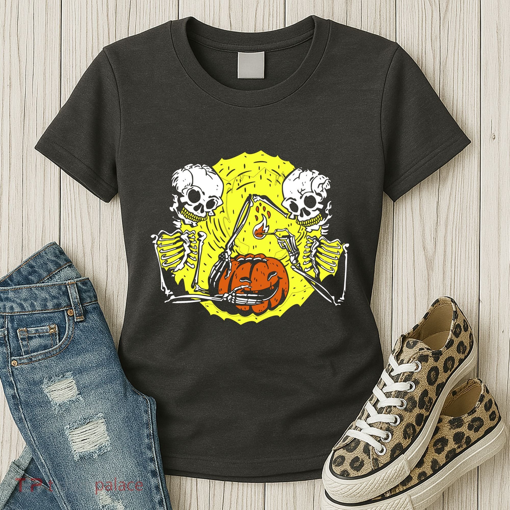 Skeletons Lighting Pumpkin Women's T-Shirt