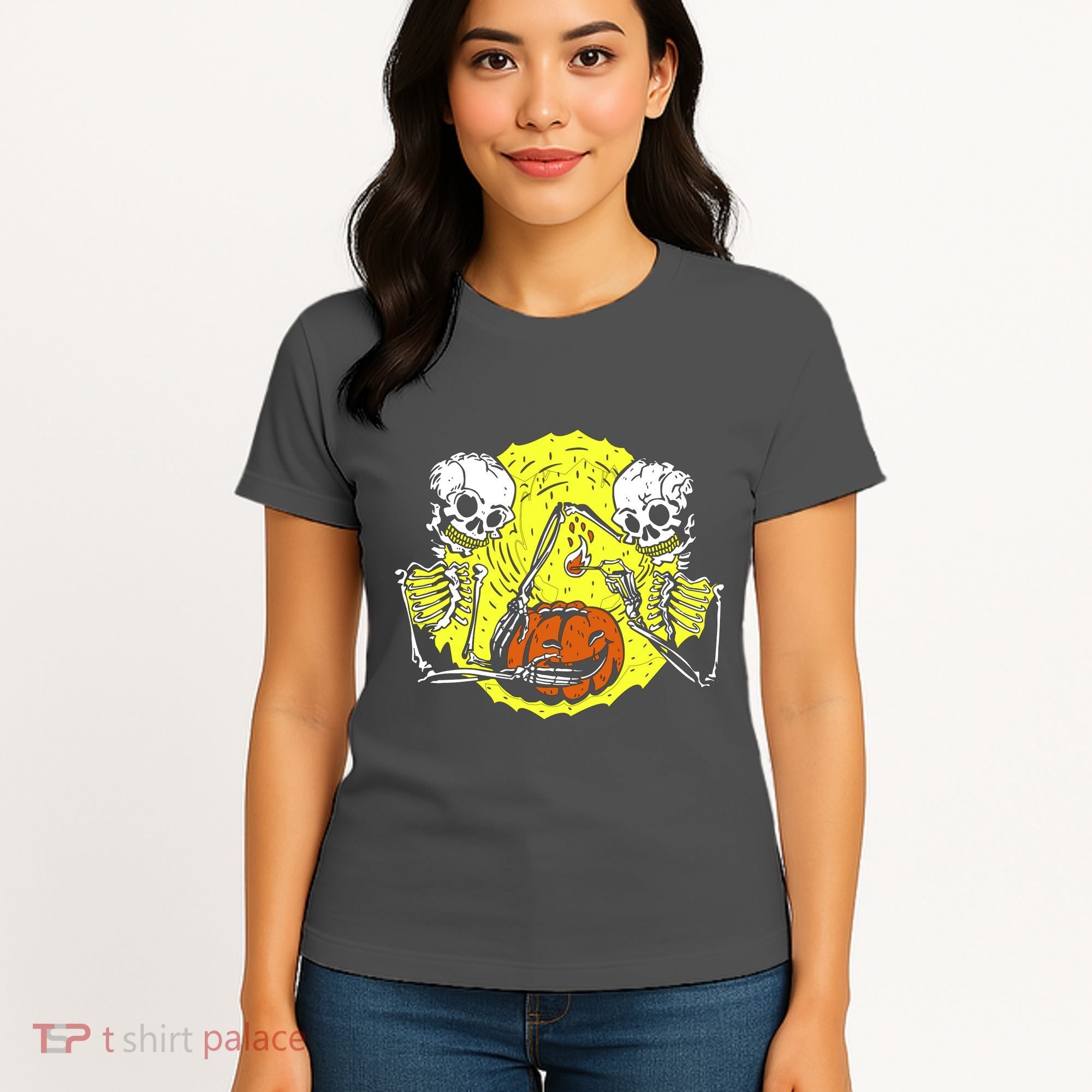 Skeletons Lighting Pumpkin Women's T-Shirt
