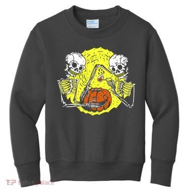 Skeletons Lighting Pumpkin Kids Sweatshirt