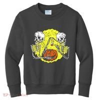Skeletons Lighting Pumpkin Kids Sweatshirt thumb 0