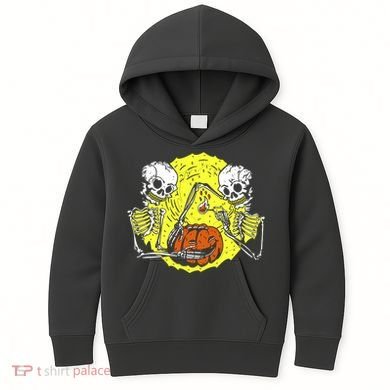 Skeletons Lighting Pumpkin Kids Hoodie