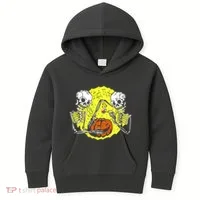 Skeletons Lighting Pumpkin Kids Hoodie thumb 0