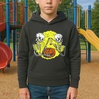 Skeletons Lighting Pumpkin Kids Hoodie thumb 2