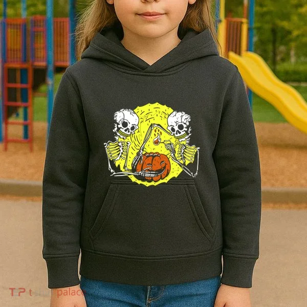 Skeletons Lighting Pumpkin Kids Hoodie