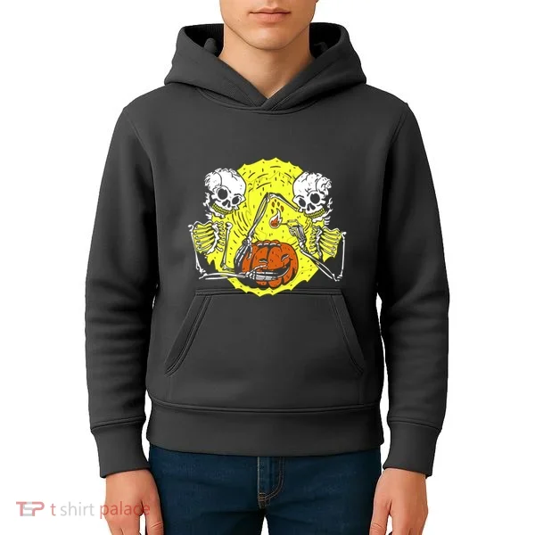 Skeletons Lighting Pumpkin Kids Hoodie