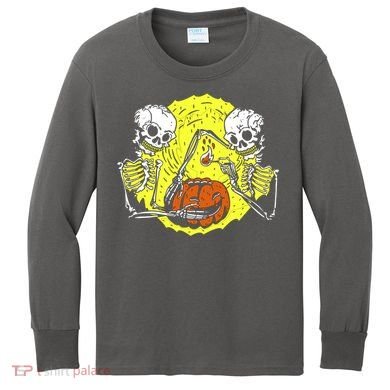 Skeletons Lighting Pumpkin Kids Long Sleeve Shirt