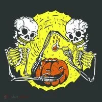 Skeletons Lighting Pumpkin Kids Long Sleeve Shirt thumb 2