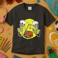 Skeletons Lighting Pumpkin Kids T-Shirt thumb 3