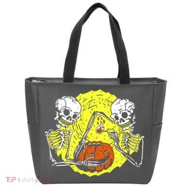 Skeletons Lighting Pumpkin Tote Bag