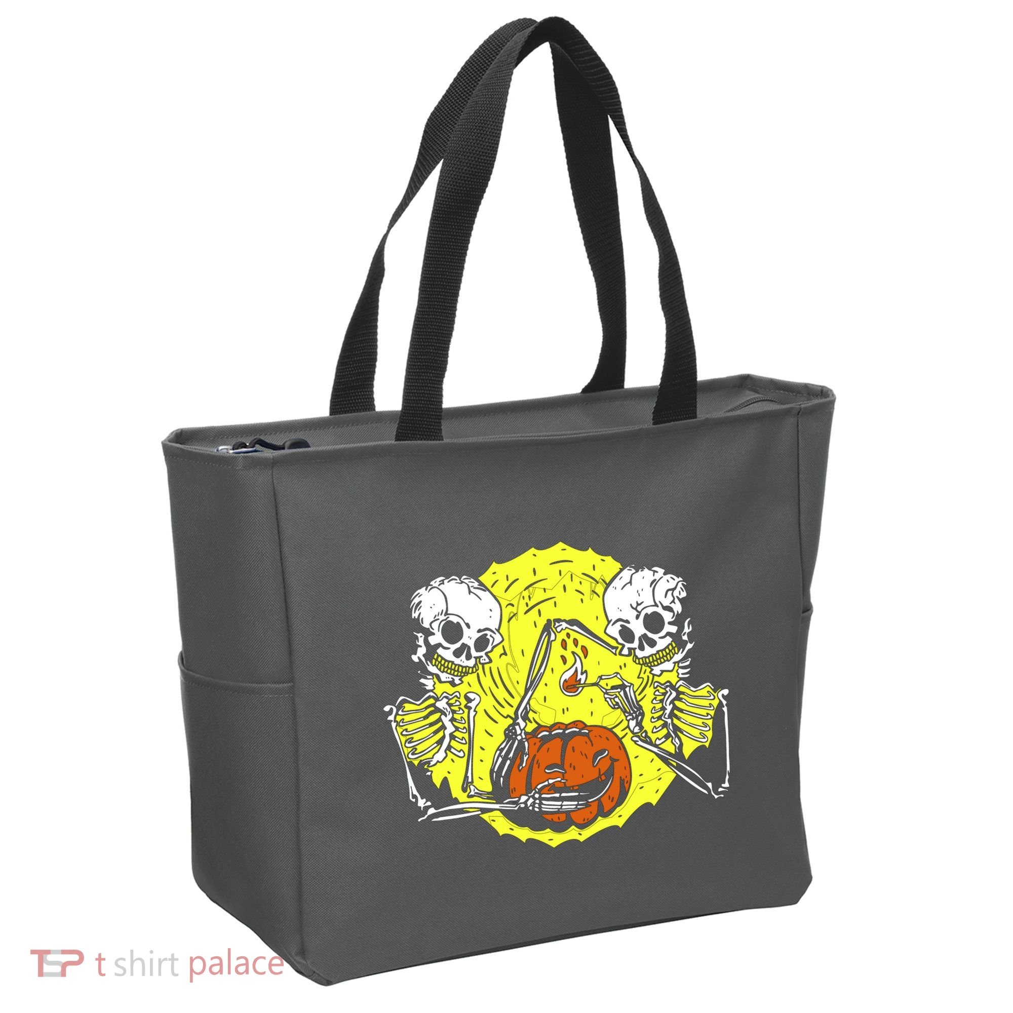 Skeletons Lighting Pumpkin Tote Bag