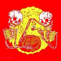 Skeletons Lighting Pumpkin Santa Hat thumb 1