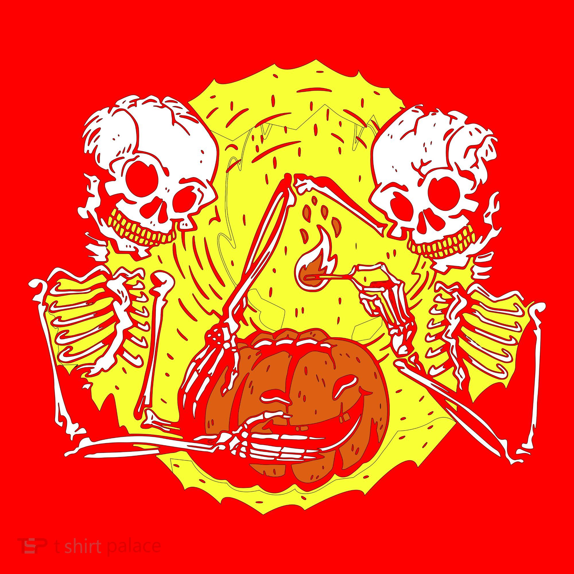 Skeletons Lighting Pumpkin Santa Hat