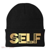 Self Love Respect Worth Confidence Motivational Beanie thumb 0