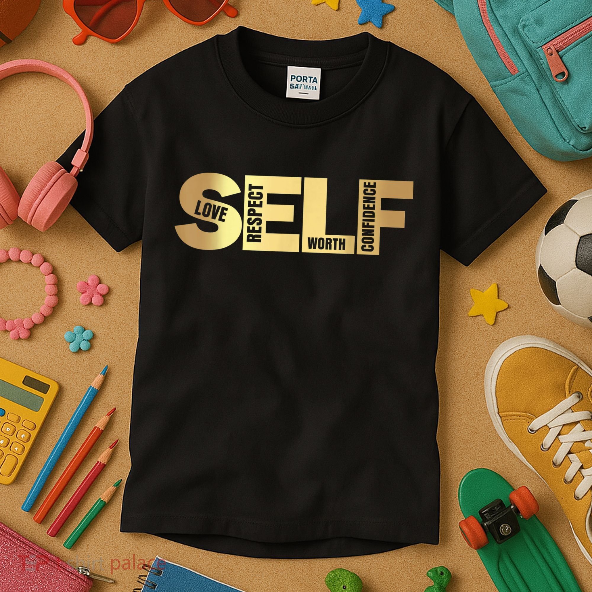 Self Love Respect Worth Confidence Motivational Kids T-Shirt
