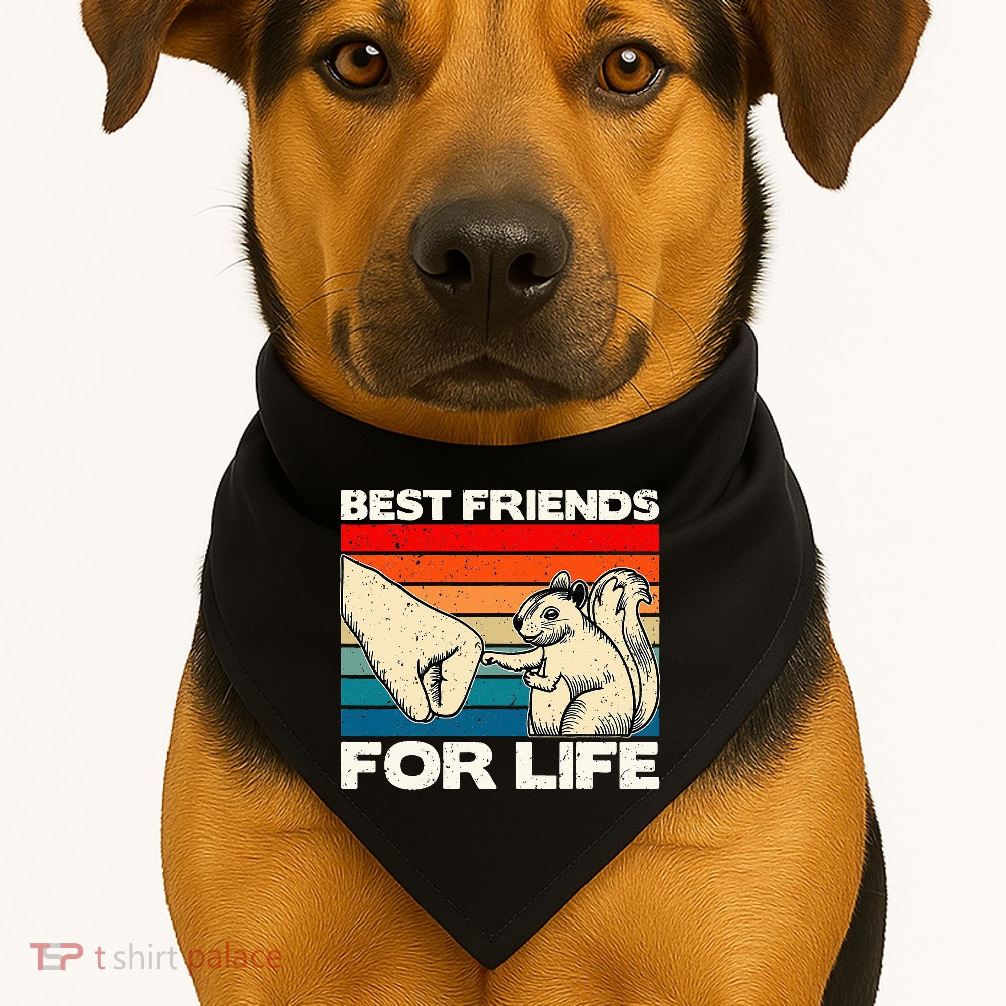 Squirrel Lover, Retro Squirrel Art, Squirrel  USA-Made Doggie Bandana