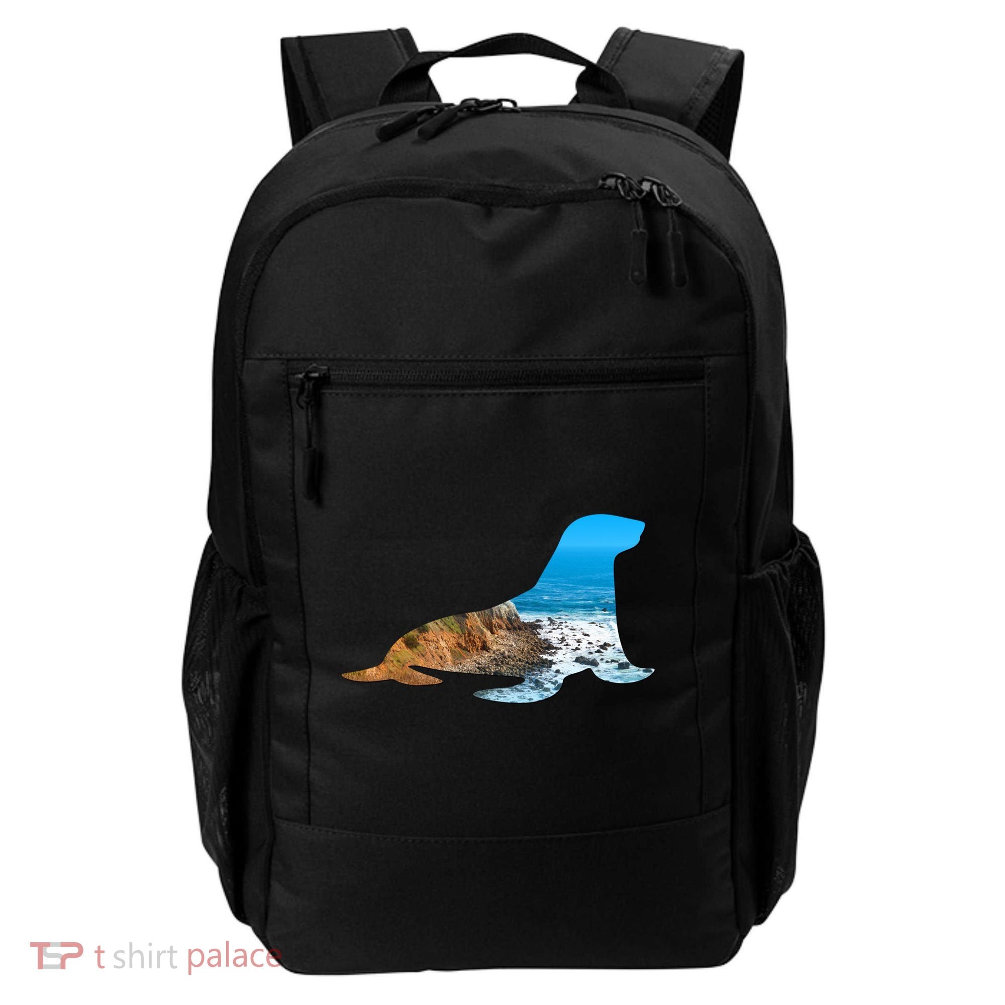 Sea Lion Seal Lovers Silhouette Earth Day And Ocean Week Gift Backpack