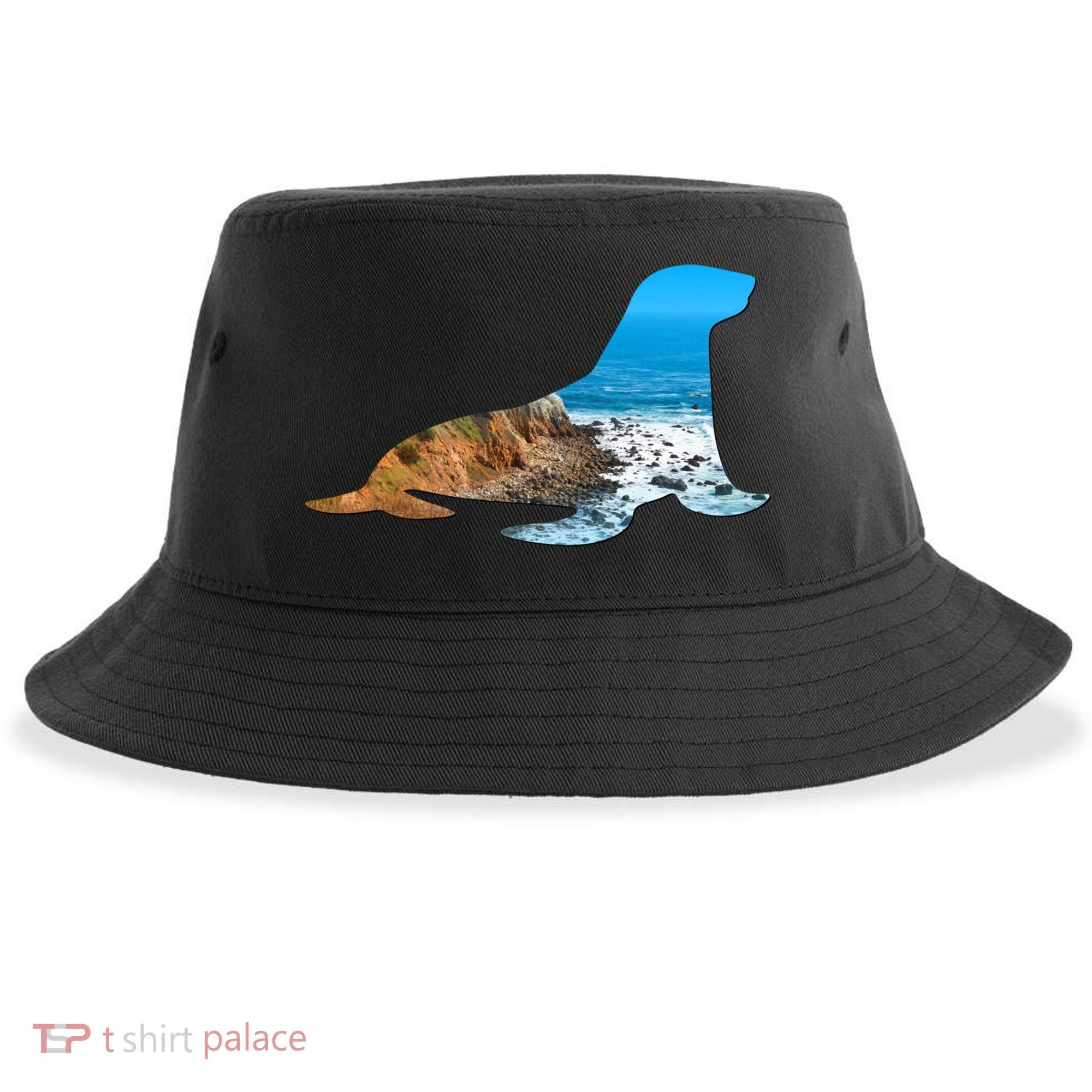 Sea Lion Seal Lovers Silhouette Earth Day And Ocean Week Gift Sustainable Bucket Hat