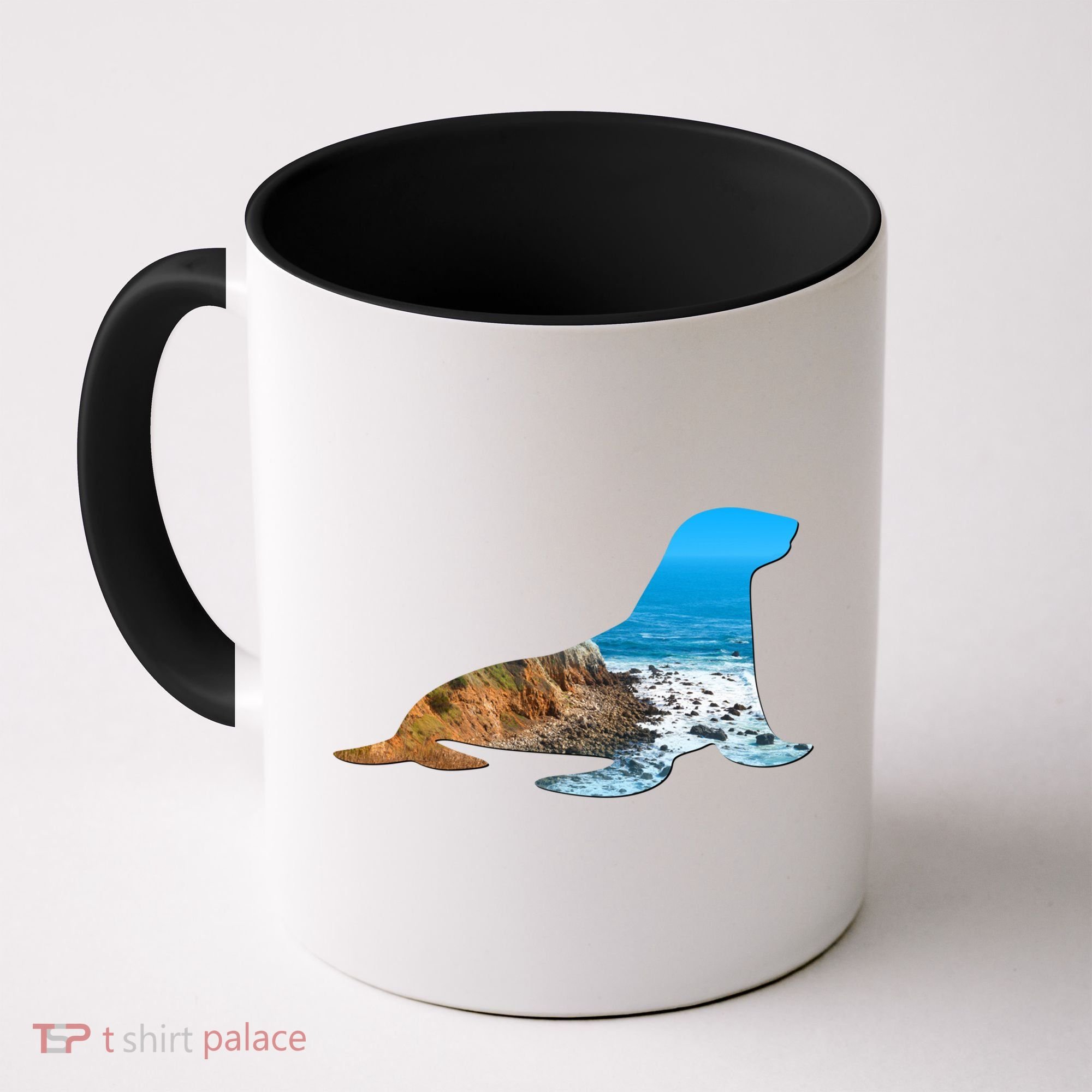 Sea Lion Seal Lovers Silhouette Earth Day And Ocean Week Gift Coffee Mug