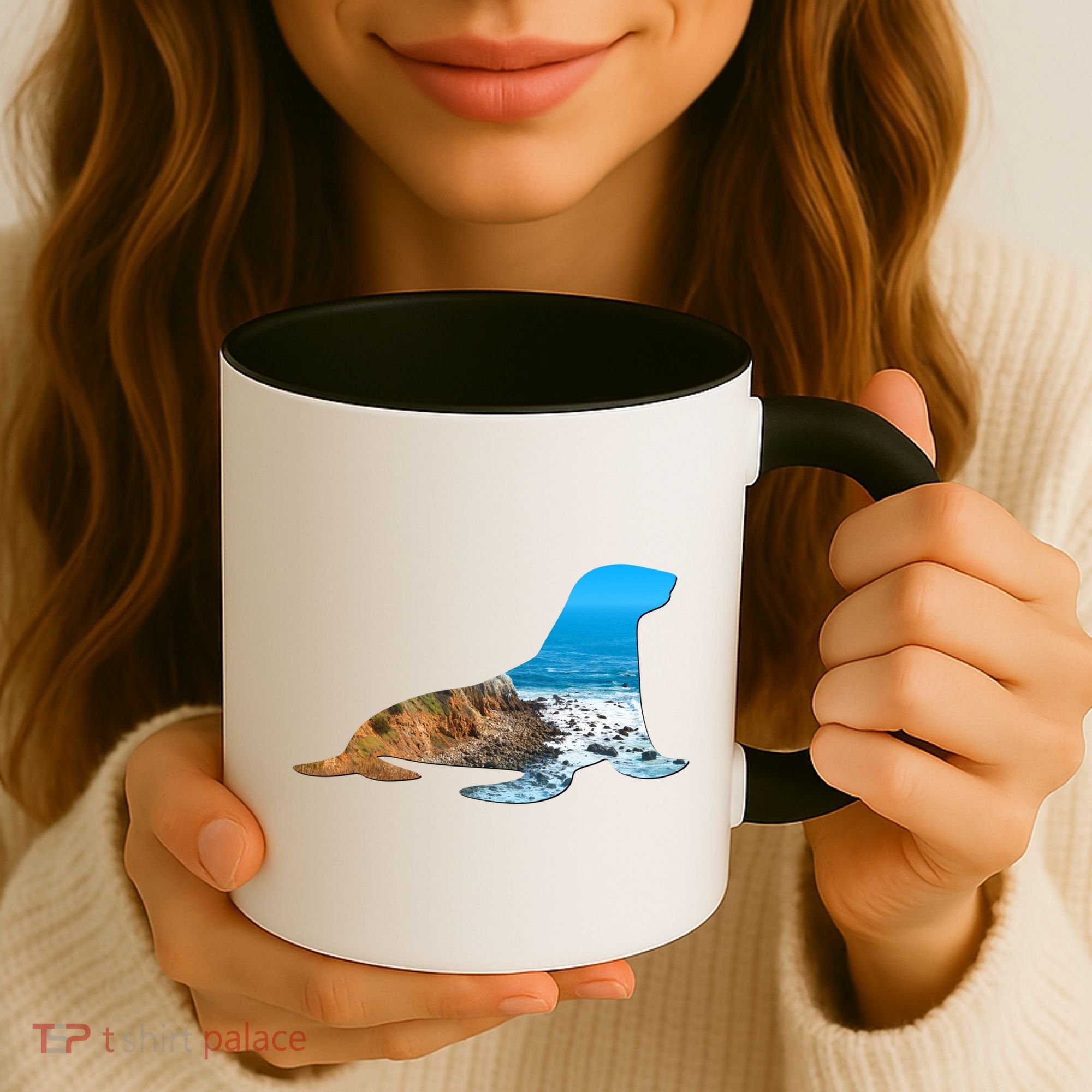 Sea Lion Seal Lovers Silhouette Earth Day And Ocean Week Gift Coffee Mug
