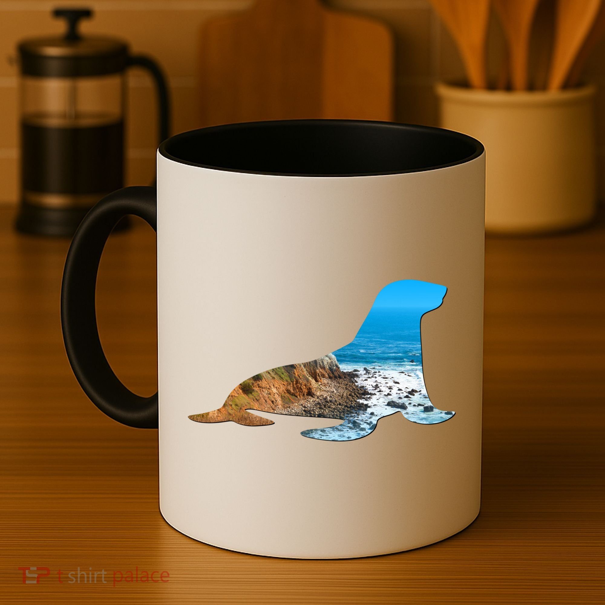 Sea Lion Seal Lovers Silhouette Earth Day And Ocean Week Gift Coffee Mug