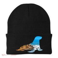 Sea Lion Seal Lovers Silhouette Earth Day And Ocean Week Gift Beanie thumb 0