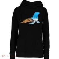 Sea Lion Seal Lovers Silhouette Earth Day And Ocean Week Gift Womens Funnel Neck Pullover Hood thumb 0