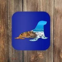 Sea Lion Seal Lovers Silhouette Earth Day And Ocean Week Gift Coaster thumb 0