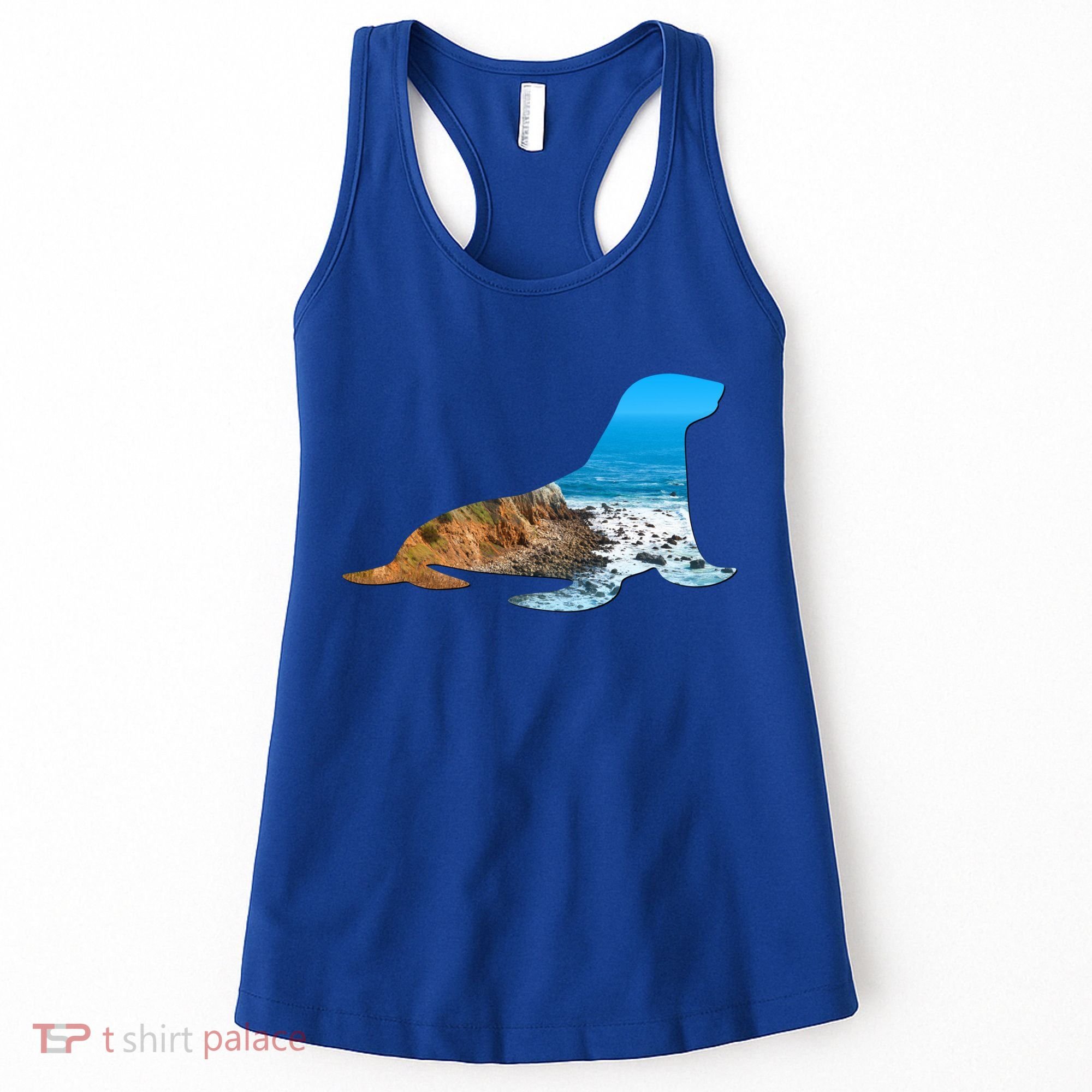 Sea Lion Seal Lovers Silhouette Earth Day And Ocean Week Gift Women's Tank Top