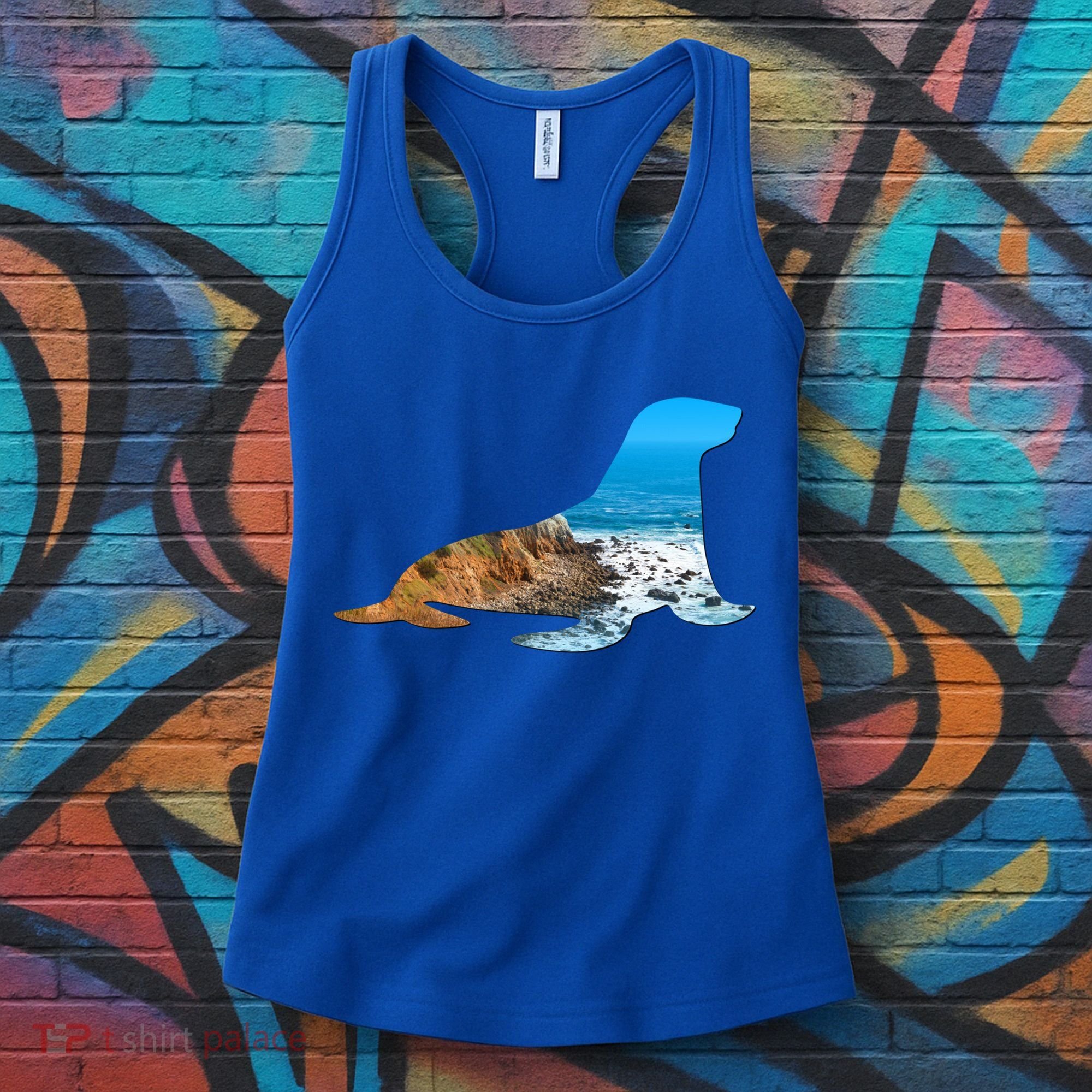 Sea Lion Seal Lovers Silhouette Earth Day And Ocean Week Gift Women's Tank Top