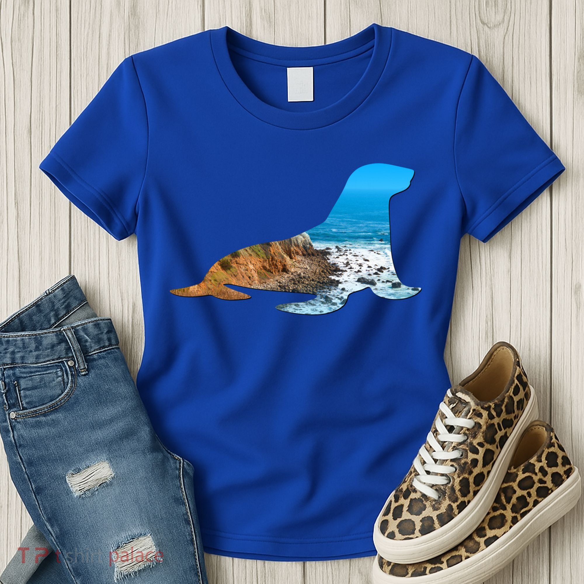 Sea Lion Seal Lovers Silhouette Earth Day And Ocean Week Gift Women's T-Shirt