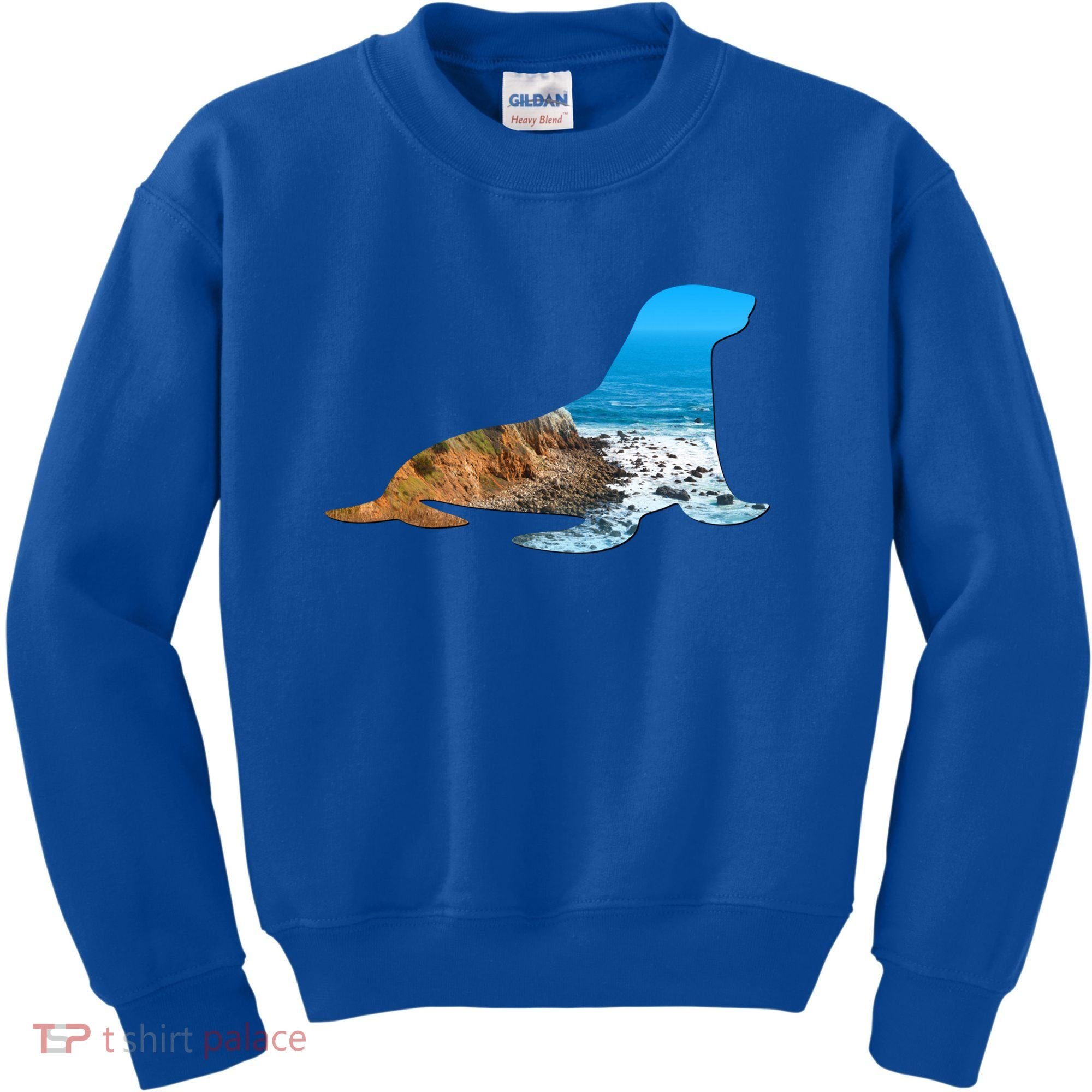 Sea Lion Seal Lovers Silhouette Earth Day And Ocean Week Gift Kids Sweatshirt