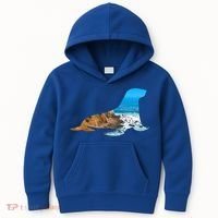 Sea Lion Seal Lovers Silhouette Earth Day And Ocean Week Gift Kids Hoodie thumb 0